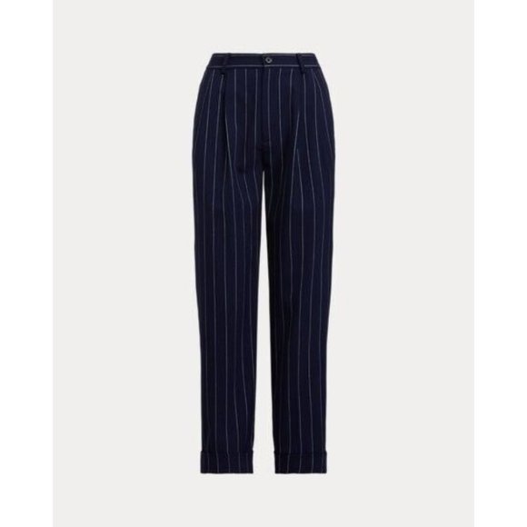 Lauren Ralph Lauren Petite Blue Striped Wool Crepe Ankle Dress Pants Size 2P NWT - Picture 1 of 10